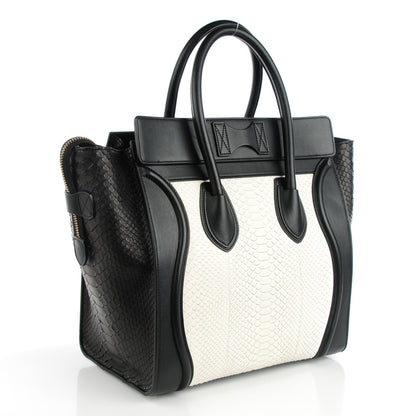 Celine Python Mini Bi-Color Luggage Black White 3 of 9