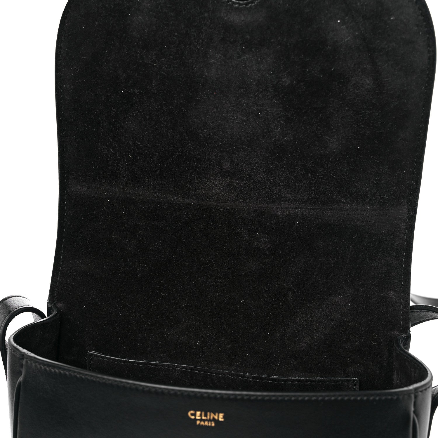 Celine Smooth Calfskin Cuir Triomphe Folco Crossbody Bag Black 10 of 13