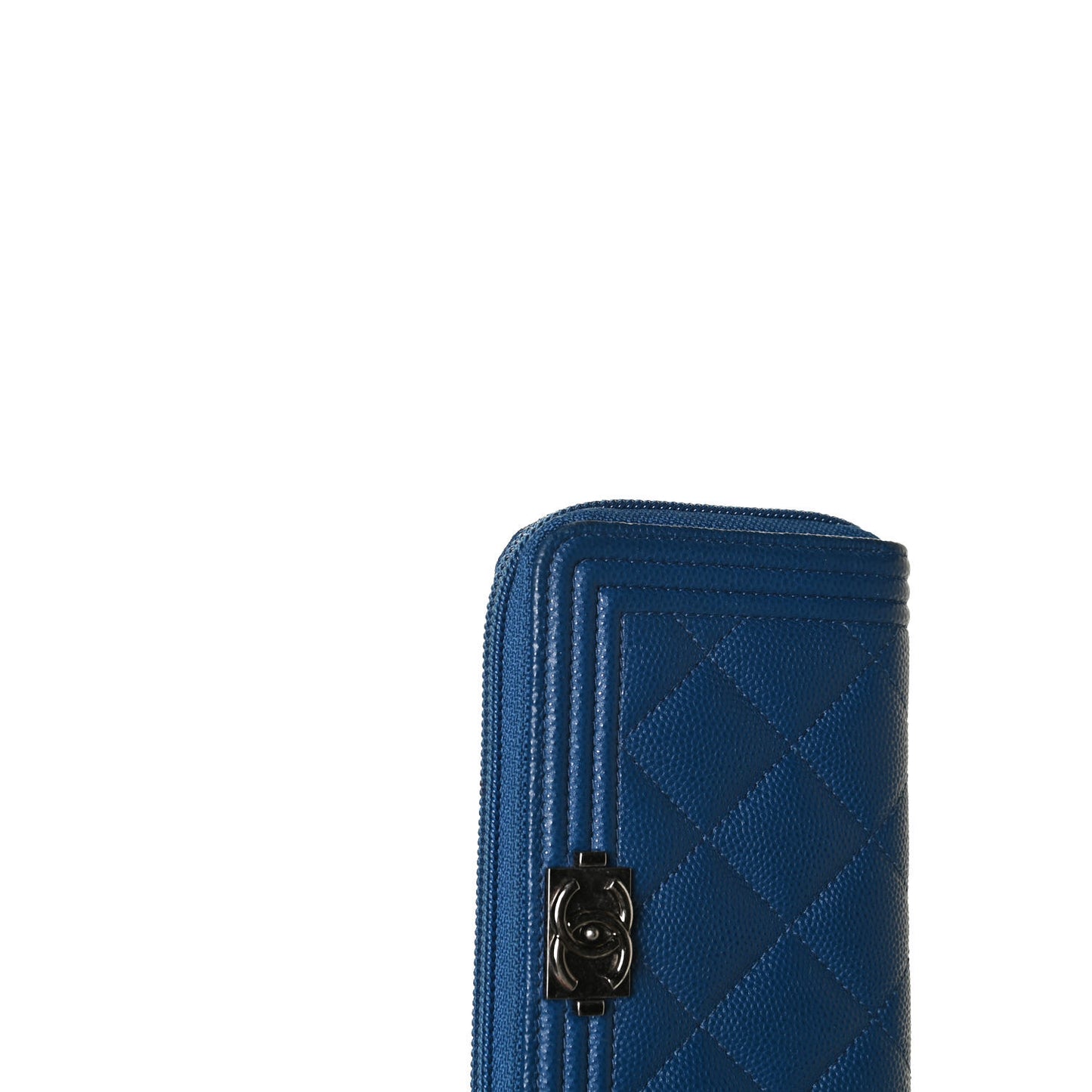 Caviar Quilted Boy Small Zip Around Wallet Blue