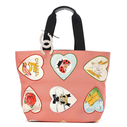 Chanel Canvas Coco Hearts Print Tote Multi 1 of 13