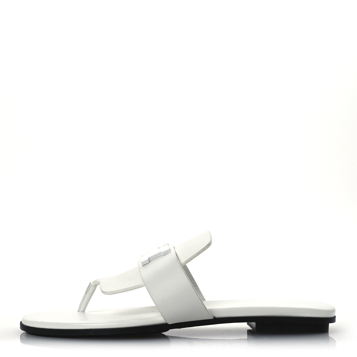 Hermes Calfskin Womens Galerie Sandals 37.5 White 1 of 13