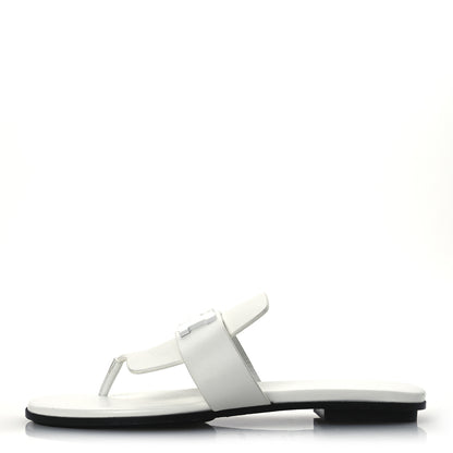 Hermes Calfskin Womens Galerie Sandals 37.5 White 1 of 13