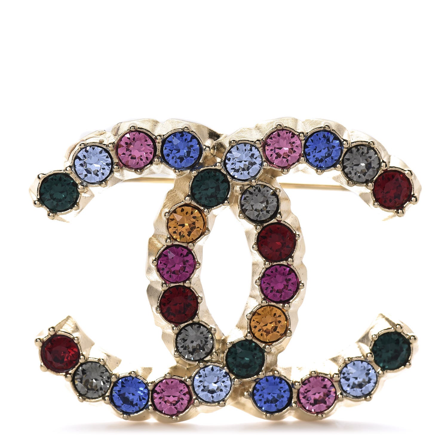 Chanel Crystal Over The Rainbow CC Brooch Gold Multicolor 1 of 5