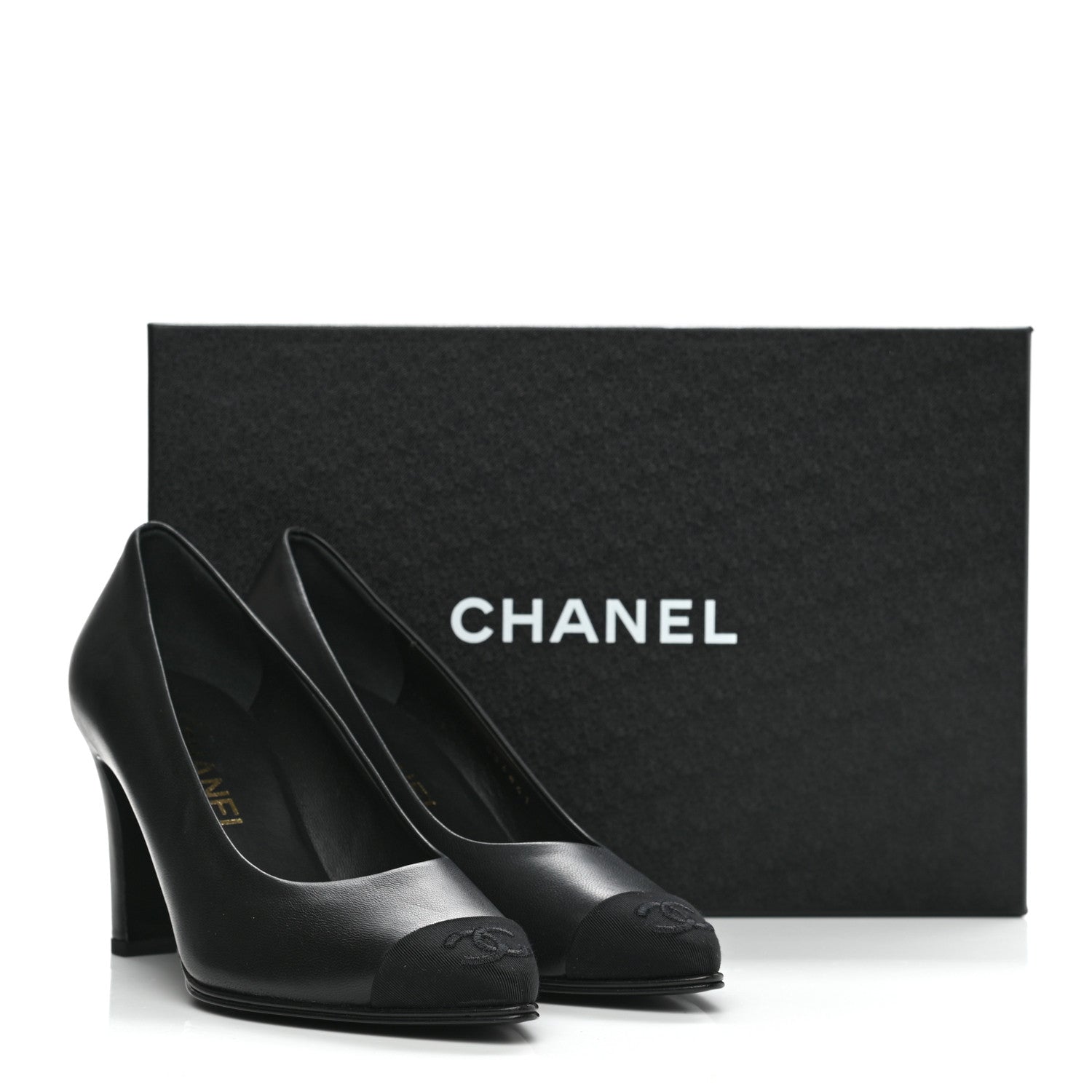 Chanel Lambskin Cap Toe CC Pumps 36 Black 9 of 9