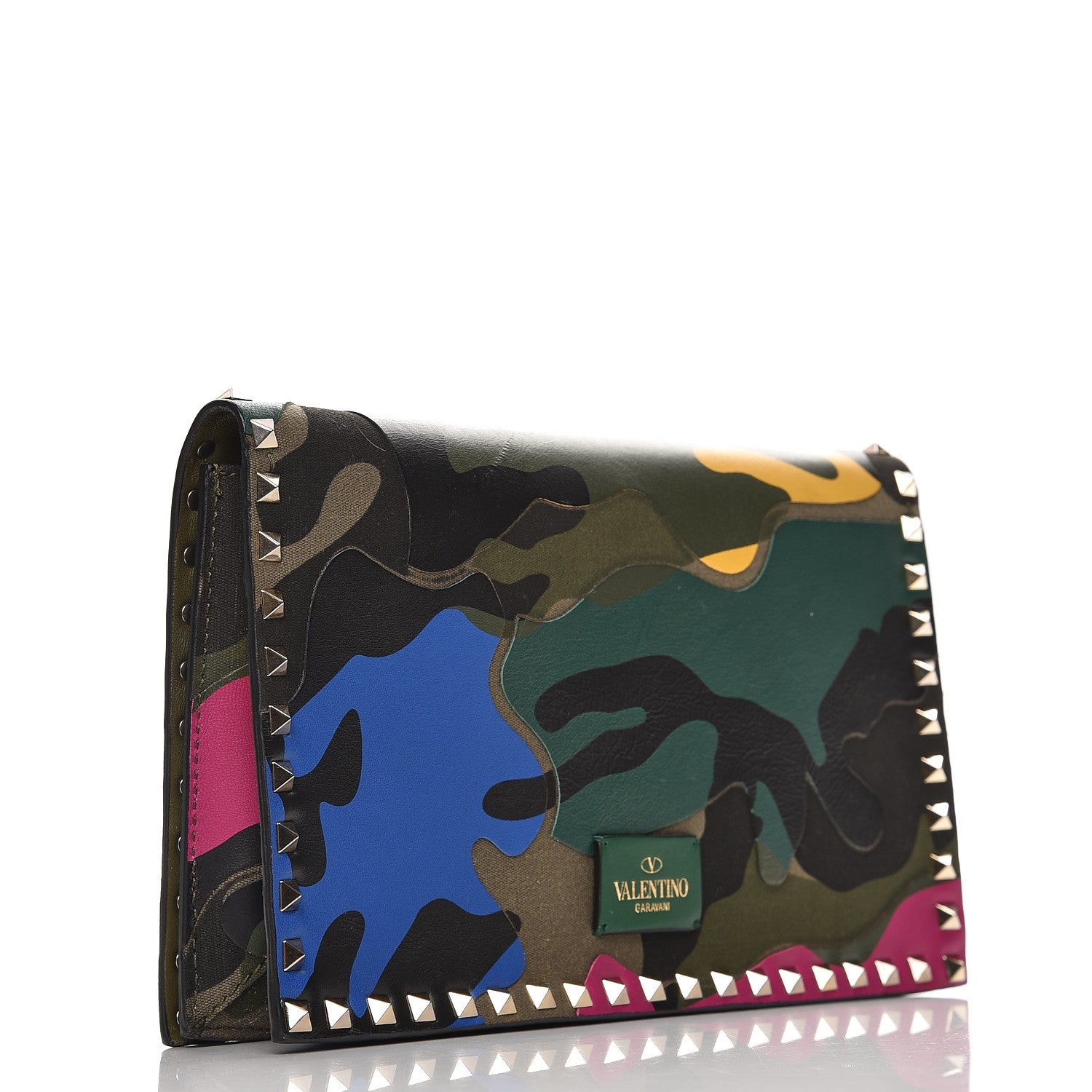 Valentino Garavani Nappa Canvas Camouflage Rockstud Wristlet Clutch Multicolor 3 of 11