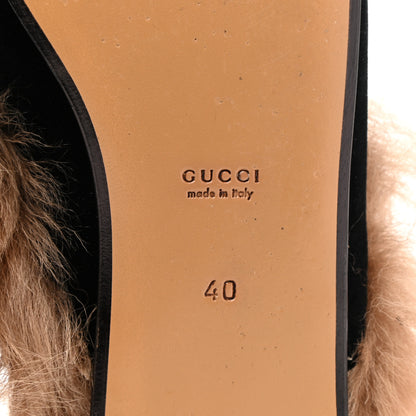 Gucci Velvet Fur Womens Princetown Slippers 40 Black 3 of 8