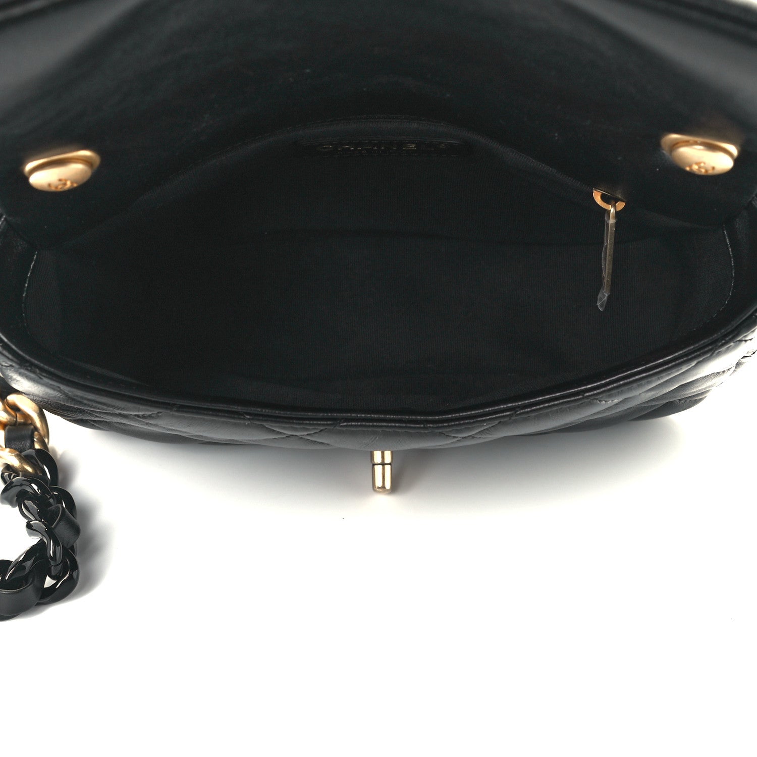 Chanel Lambskin Quilted Small Lacquered Chain Flap Black 5 of 12