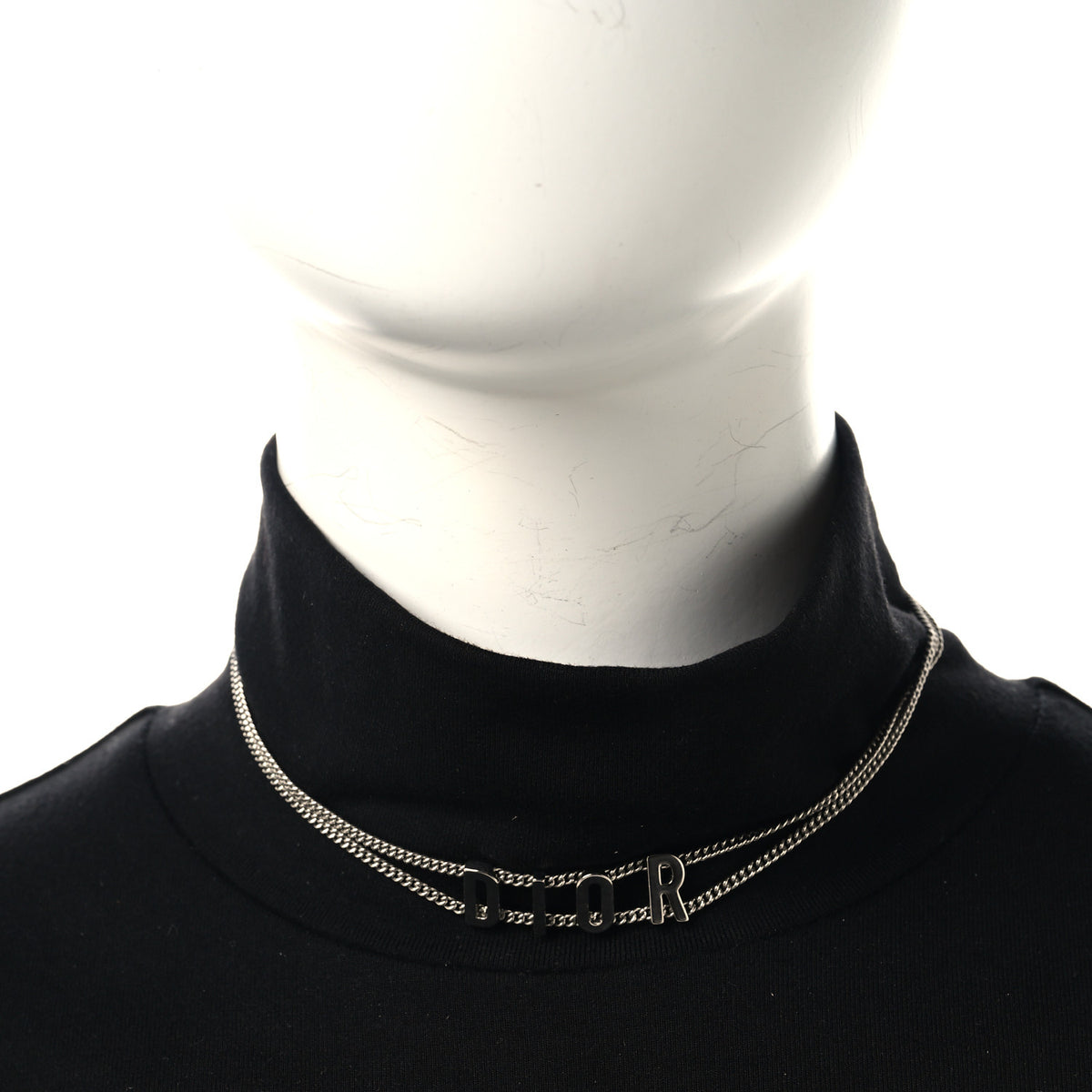 Metal Chain Logo Choker Necklace Silver