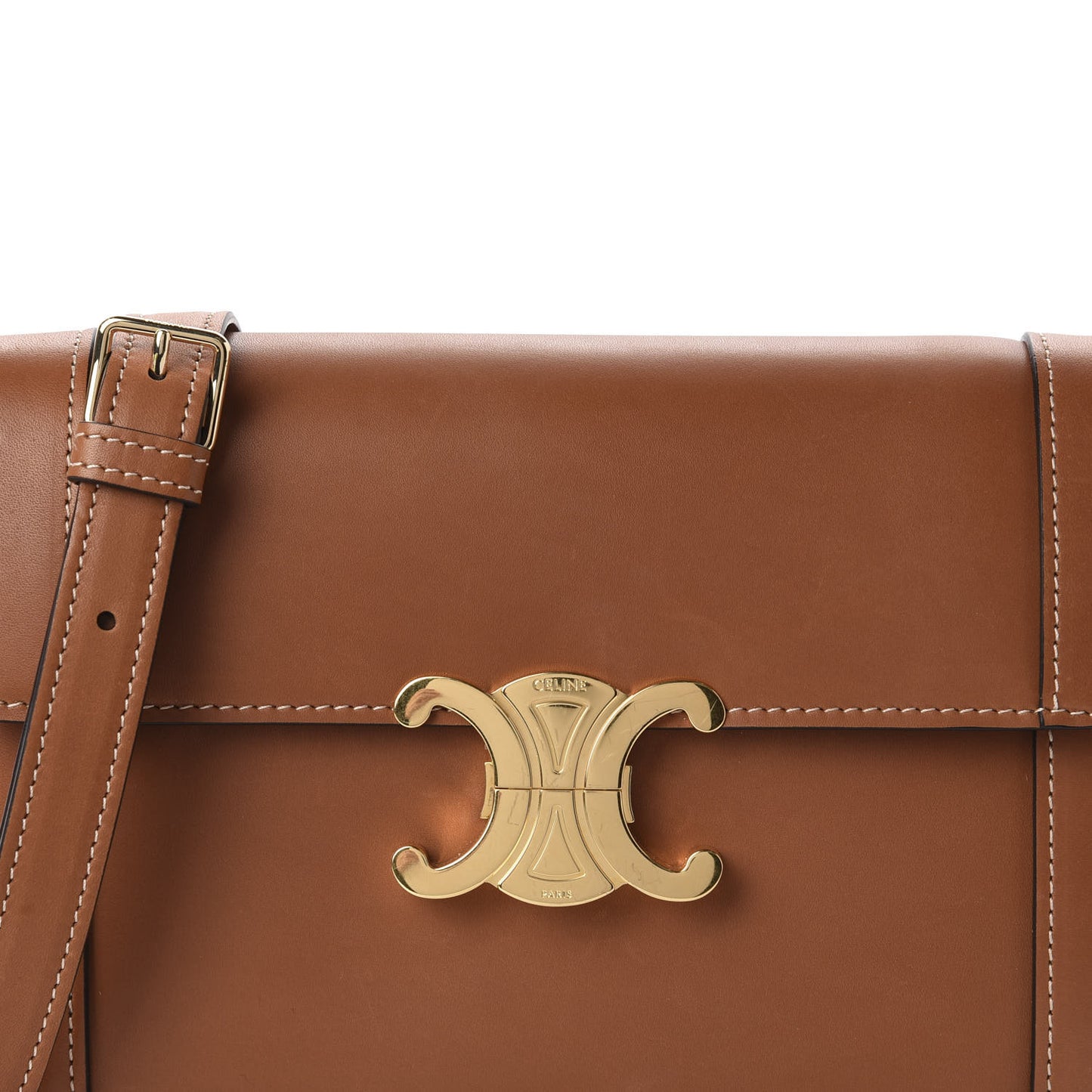 Natural Calfskin Triomphe Strap Bag Tan
