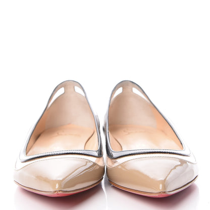 Christian Louboutin Patent PVC Paulina Flats 35.5 Beige Black 2 of 9