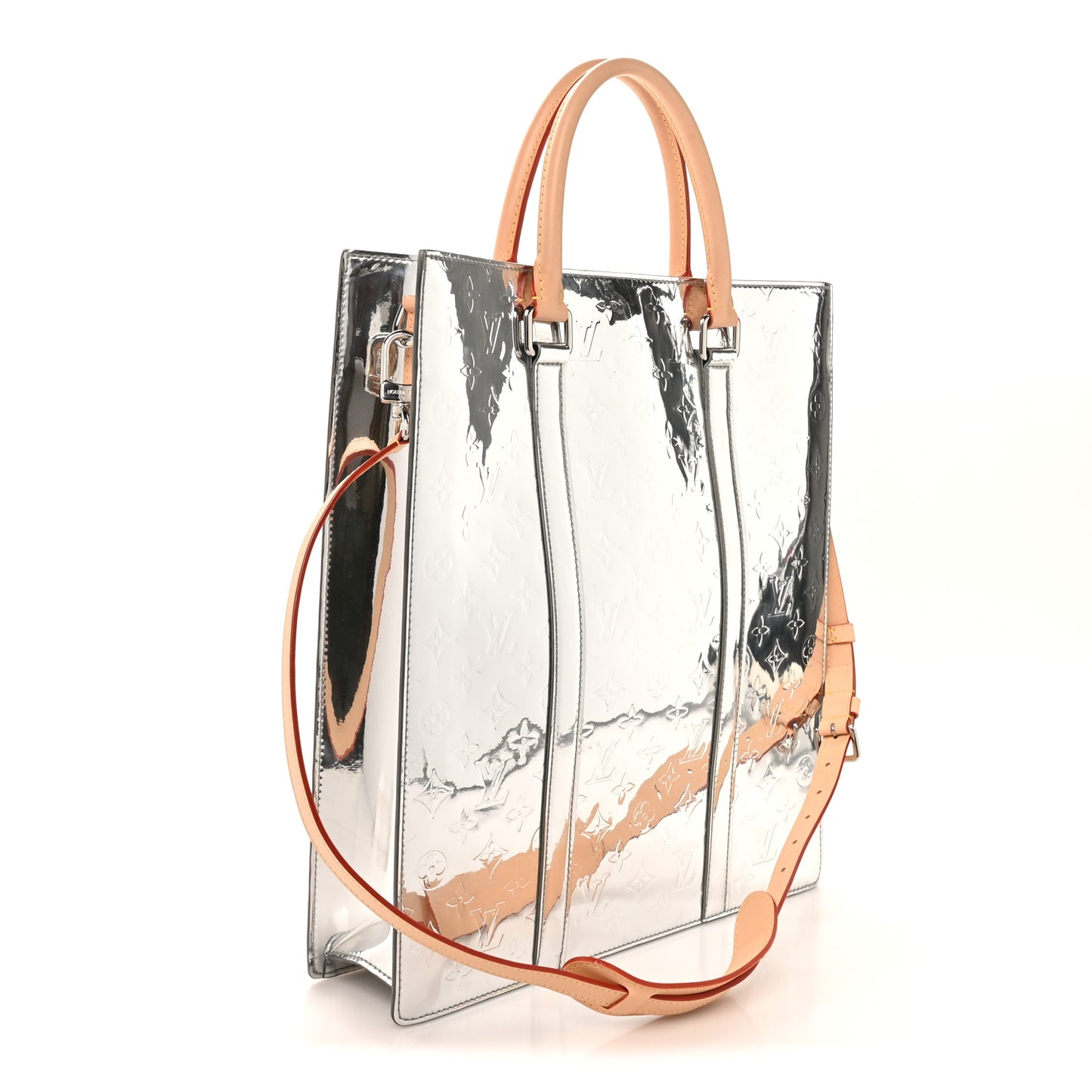 Monogram Mirror Sac Plat NM Silver