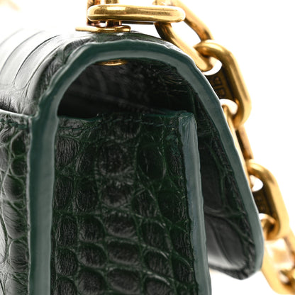 Balenciaga Extra Supple Calfskin Crocodile Embossed Gossip Chain Bag XS Forest Green 10 of 10