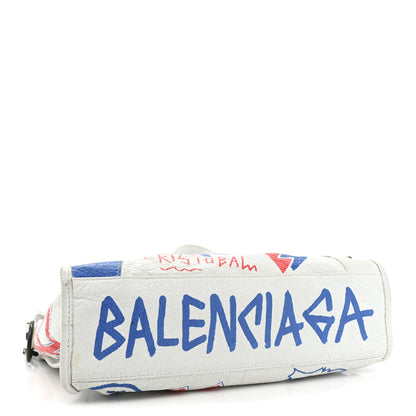 Balenciaga Agneau Graffiti All Over Classic Hardware S City White Bleu Rouge 5 of 16