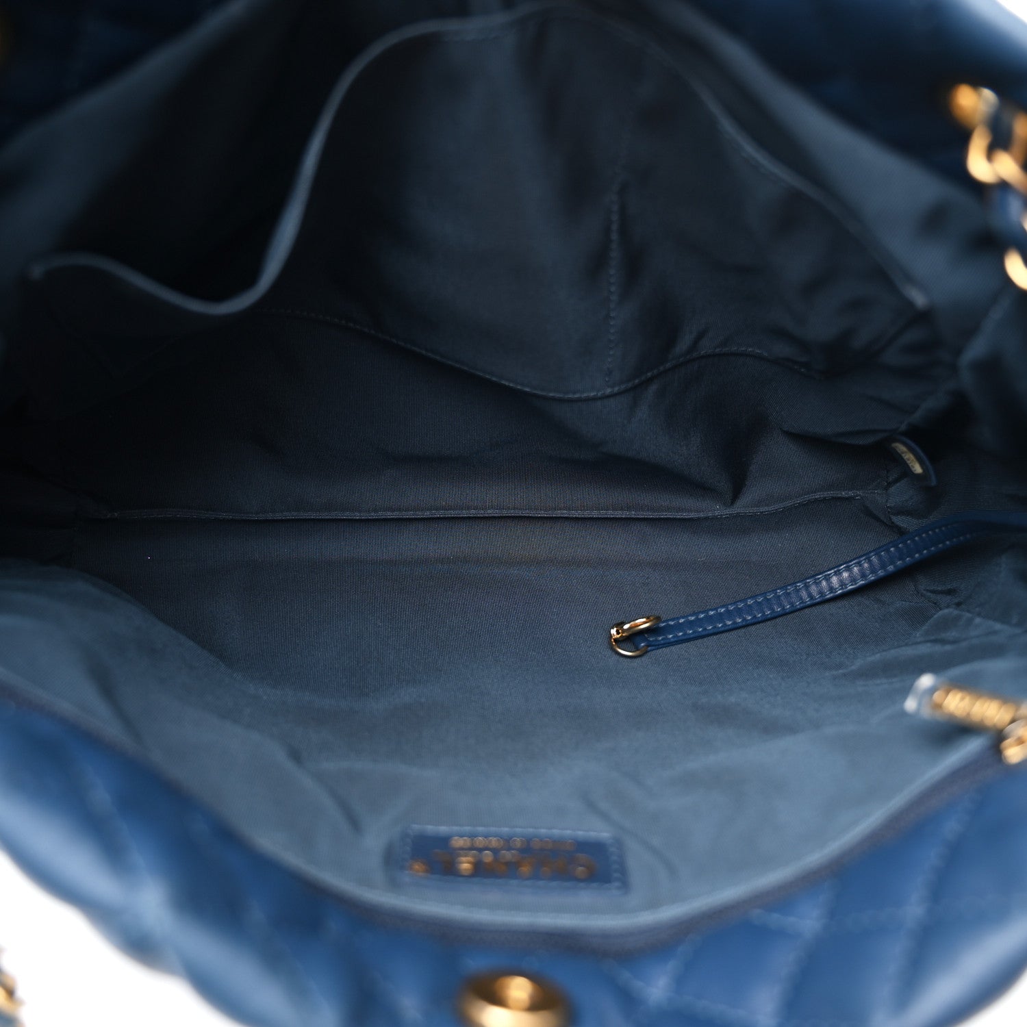 Chanel Lambskin Quilted Large Fluffy CC Shopping Tote Blue 5 of 10
