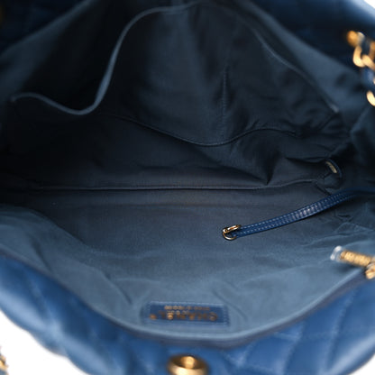 Chanel Lambskin Quilted Large Fluffy CC Shopping Tote Blue 5 of 10
