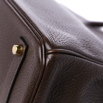 Hermes Taurillon Clemence Birkin 35 Chocolate 10 of 14