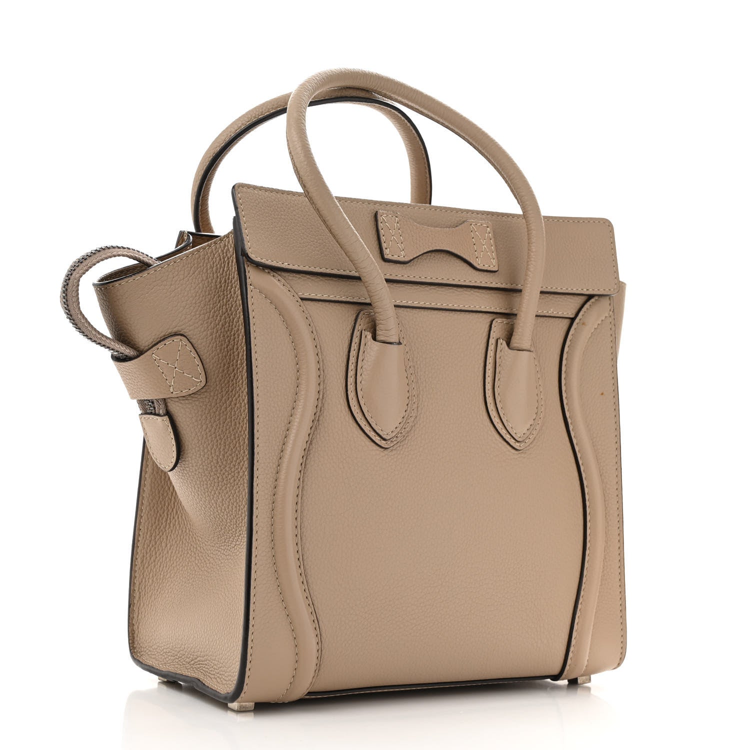 Celine Drummed Calfskin Micro Luggage Dune 3 of 12