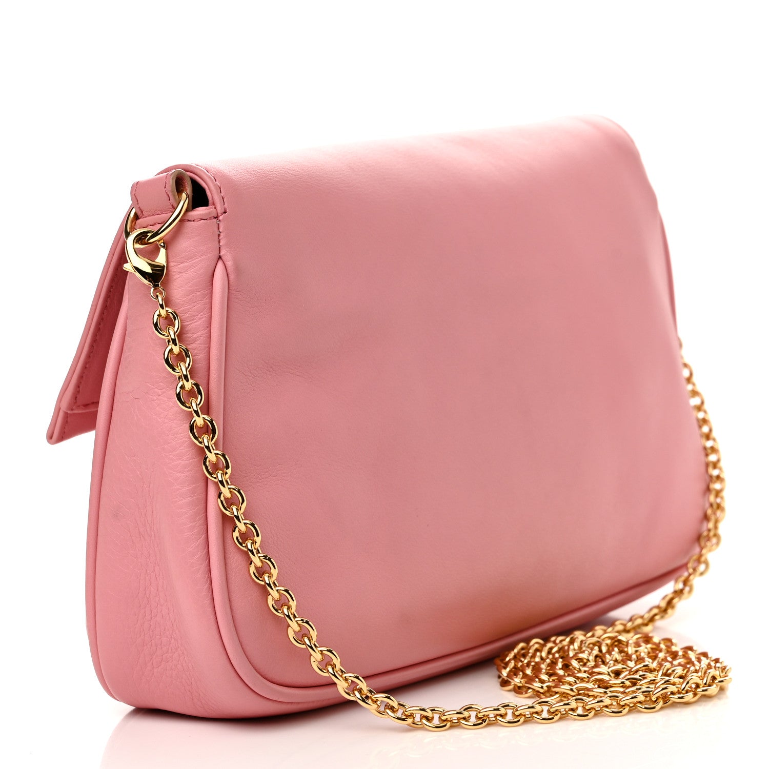 Fendi Vitello Flamingo Enamel Fendista Pouchette Crossbody Pink 3 of 14