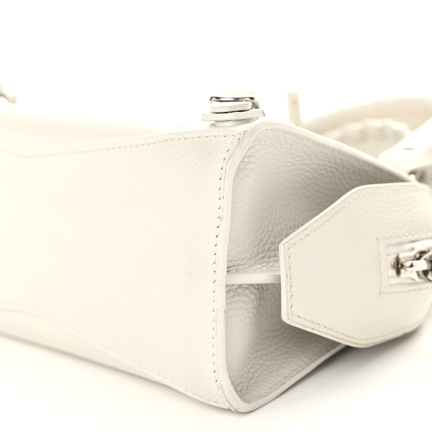 Balenciaga Grained Calfskin Neo Classic Silver Hardware Mini City White 10 of 13