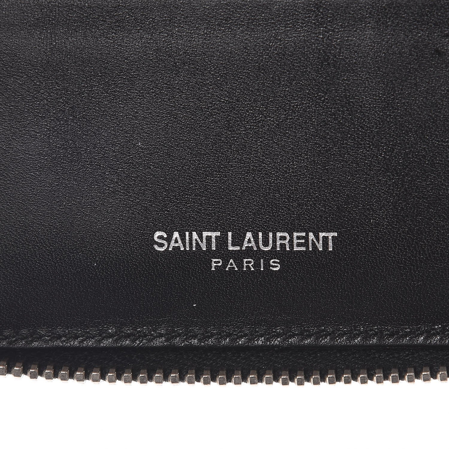 Saint Laurent Mens Calfskin Compact Chain Zip Around Wallet Black 6 of 13