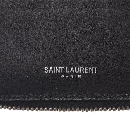 Saint Laurent Mens Calfskin Compact Chain Zip Around Wallet Black 6 of 13