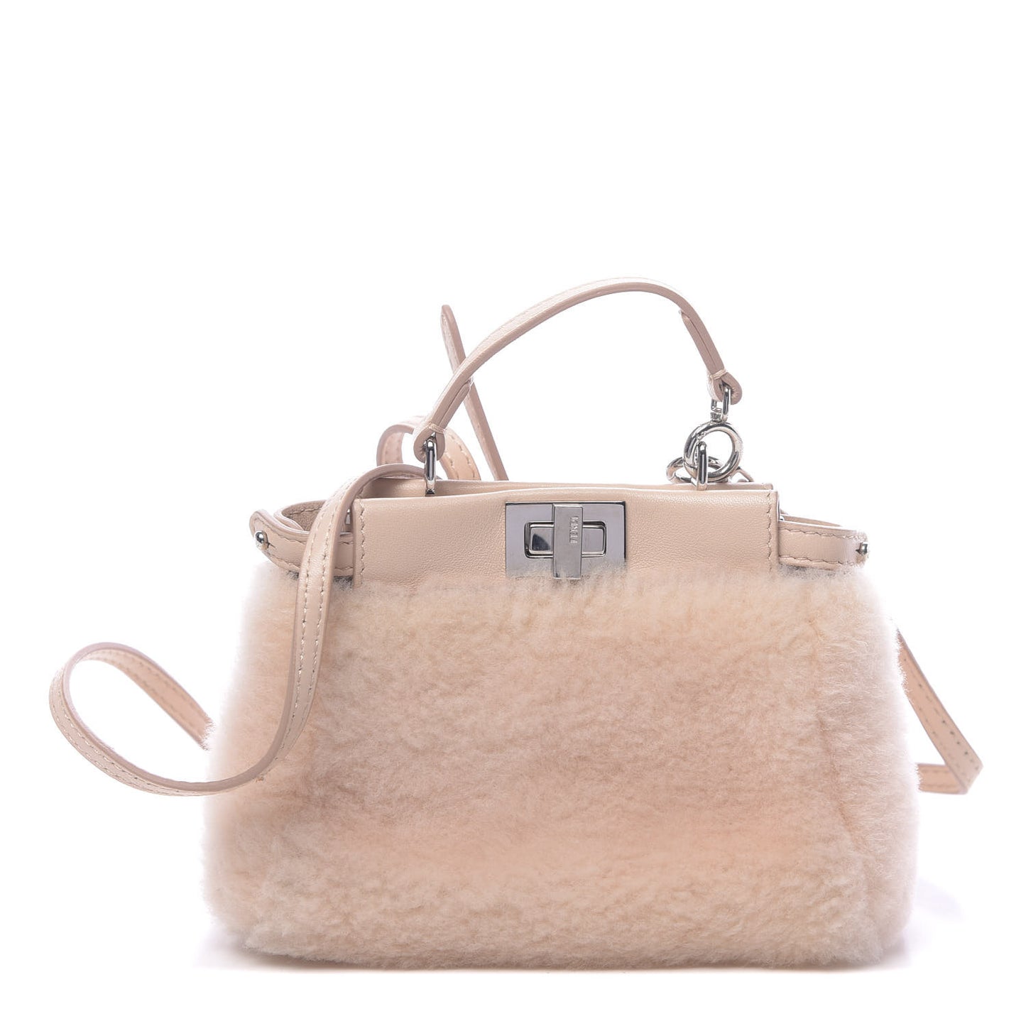 Shearling Shiny Nappa Micro Peekaboo Iconic Satchel Light Rose