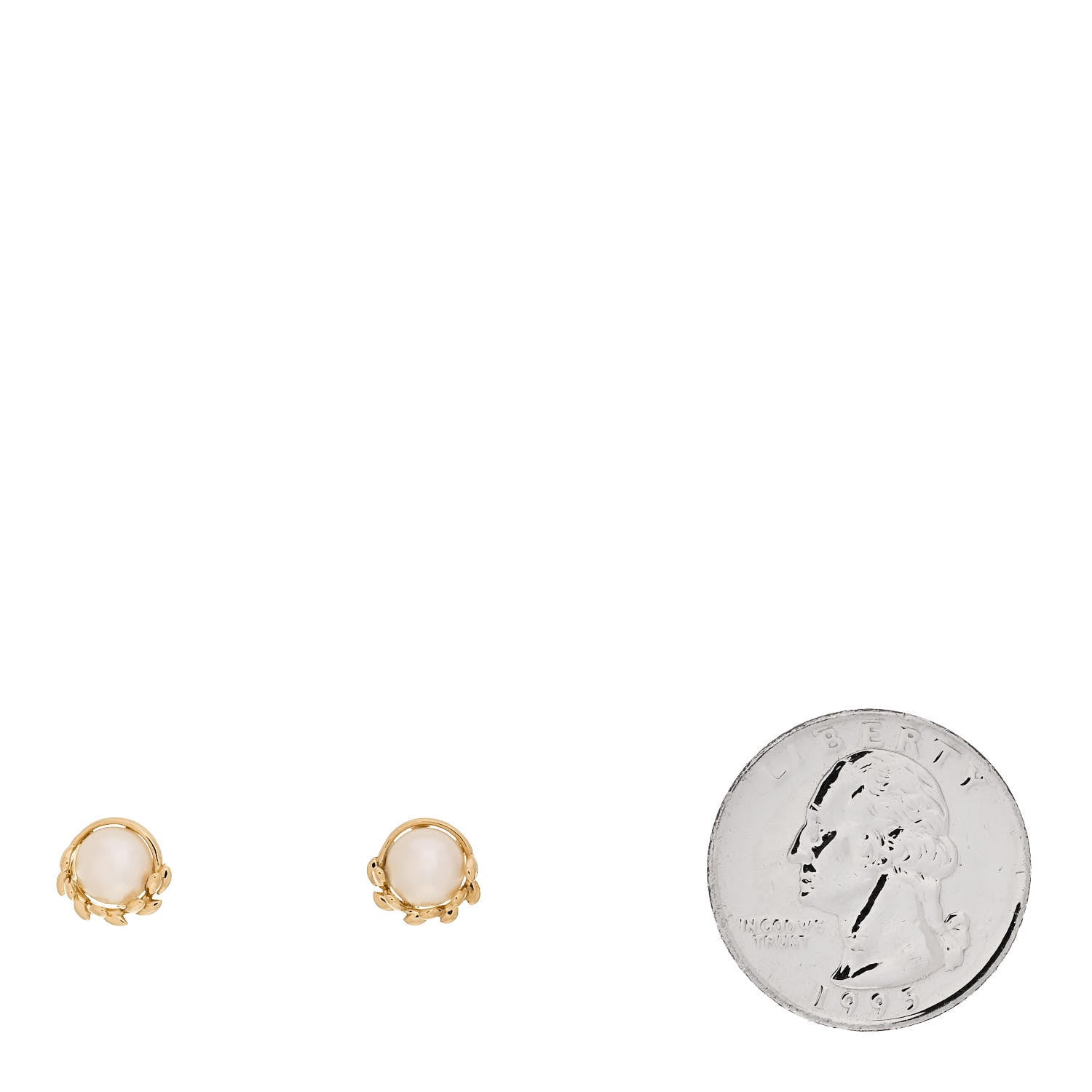 Tiffany 18K Yellow Gold Pearl Paloma Picasso Olive Leaf Earrings 2 of 4