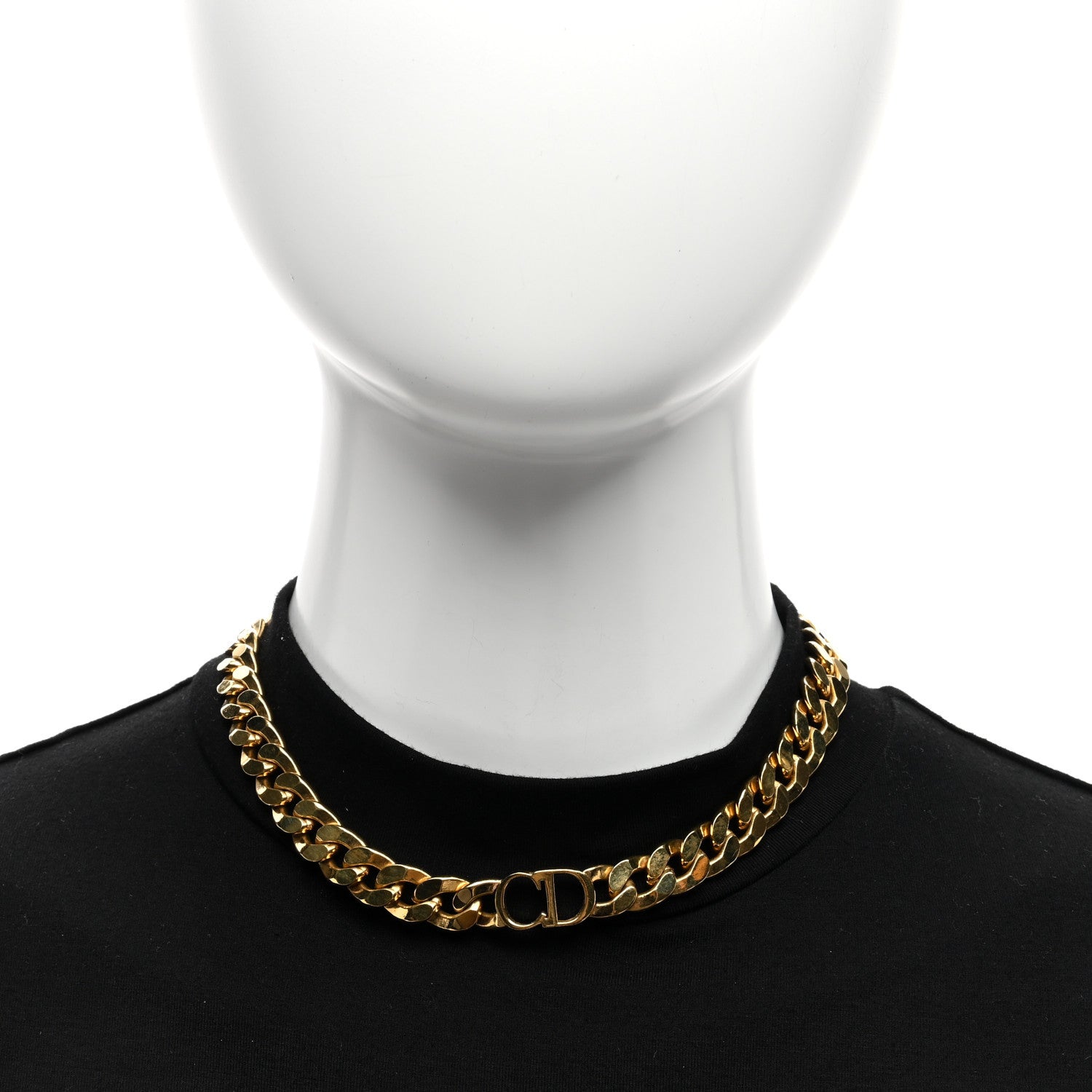 Christian Dior Metal CD Choker Necklace Gold 2 of 5