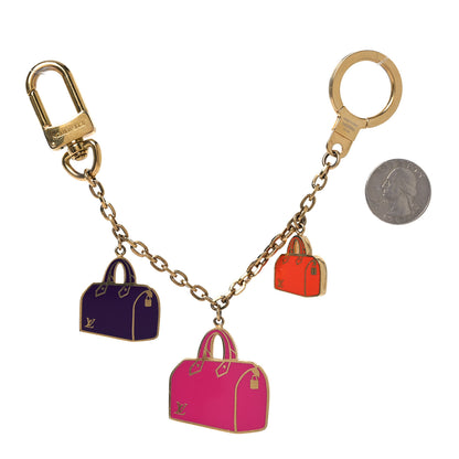 Louis Vuitton Enamel Iconic Speedy Bag Charm Chain Gold 2 of 4