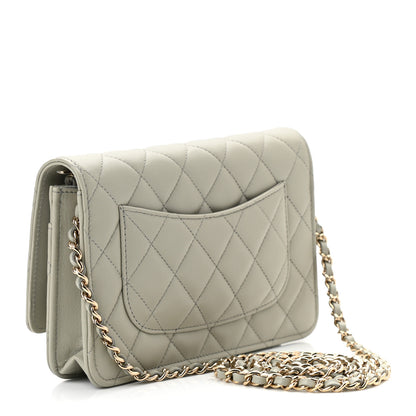 Chanel Lambskin Quilted Wallet On Chain WOC Grey 3 of 12