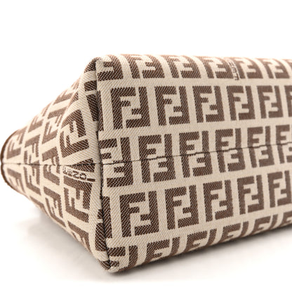 Fendi Vitello Grace Jacquard FF Mini By The Way Top Handle Boston Bag  Gianduia Panna 9 of 10