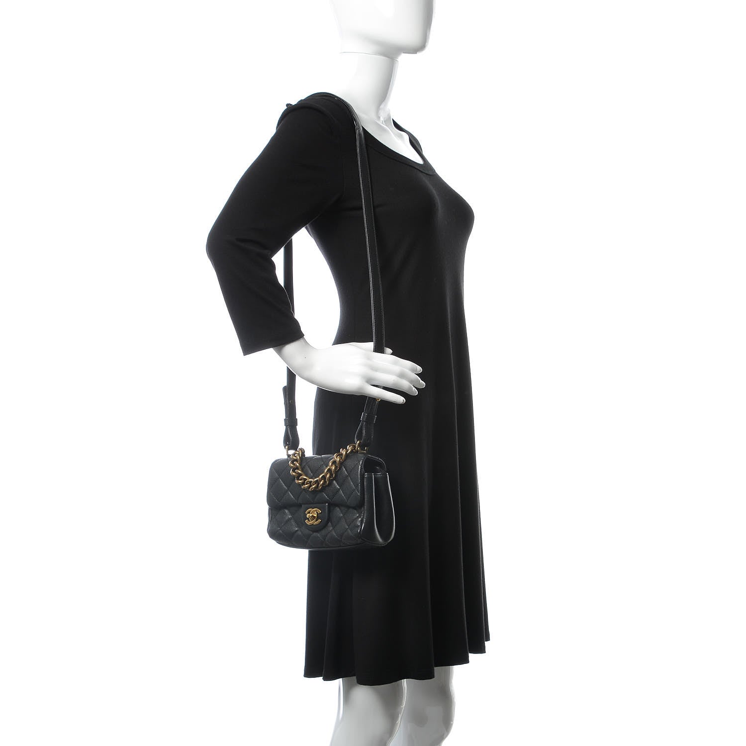 Chanel Shiny Sheepskin Quilted Mini Trapezio Flap Black 2 of 9