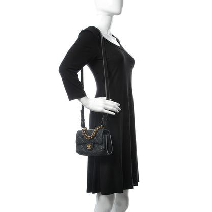 Chanel Shiny Sheepskin Quilted Mini Trapezio Flap Black 2 of 9