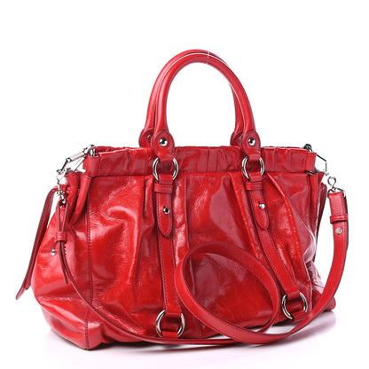 Miu Miu Vitello Lux Gathered Tote Rosso 2 of 4