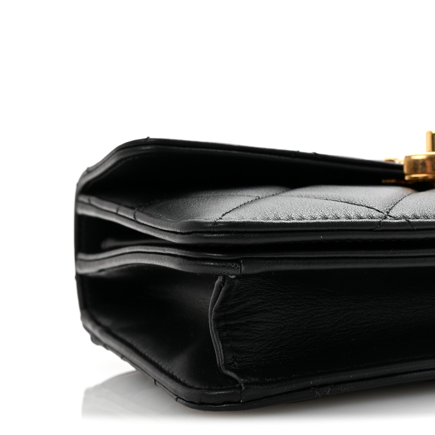 Chanel Shiny Calfskin Quilted Mini Metal Top Handle Flap Black 9 of 10