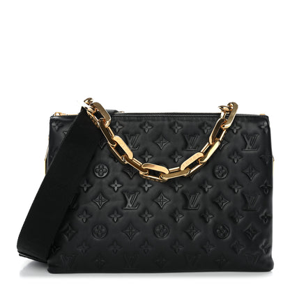 Louis Vuitton Lambskin Embossed Monogram Coussin MM Black 2 of 25