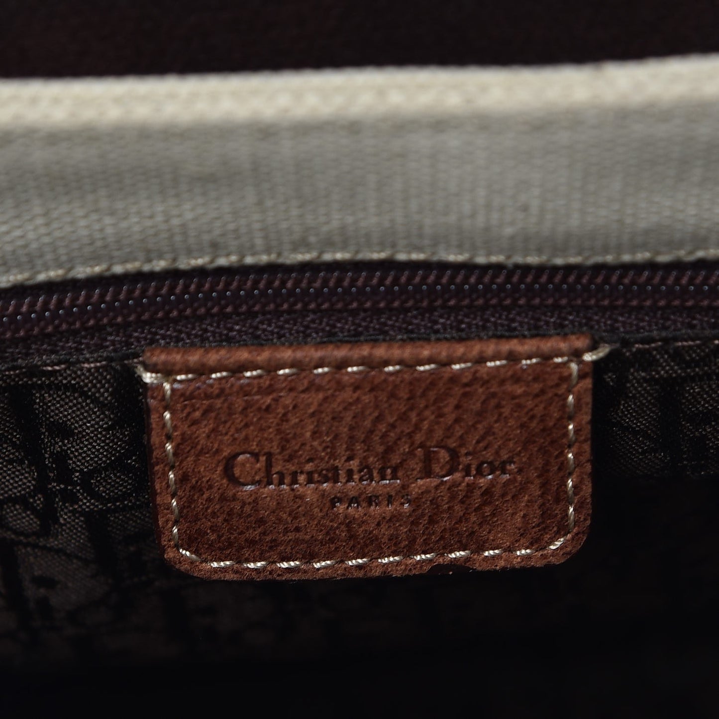 Calfskin Canvas Double Saddle Bag Beige