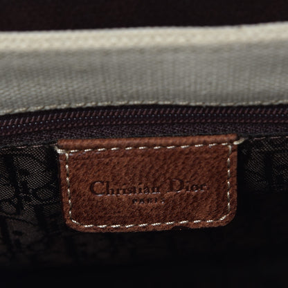Christian Dior Calfskin Canvas Double Saddle Bag Beige 6 of 11