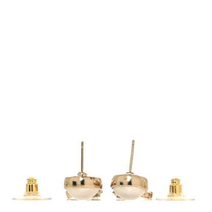 Chanel Pearl Crystal CC Flower Drop Earrings Gold Pearly White 3 of 5