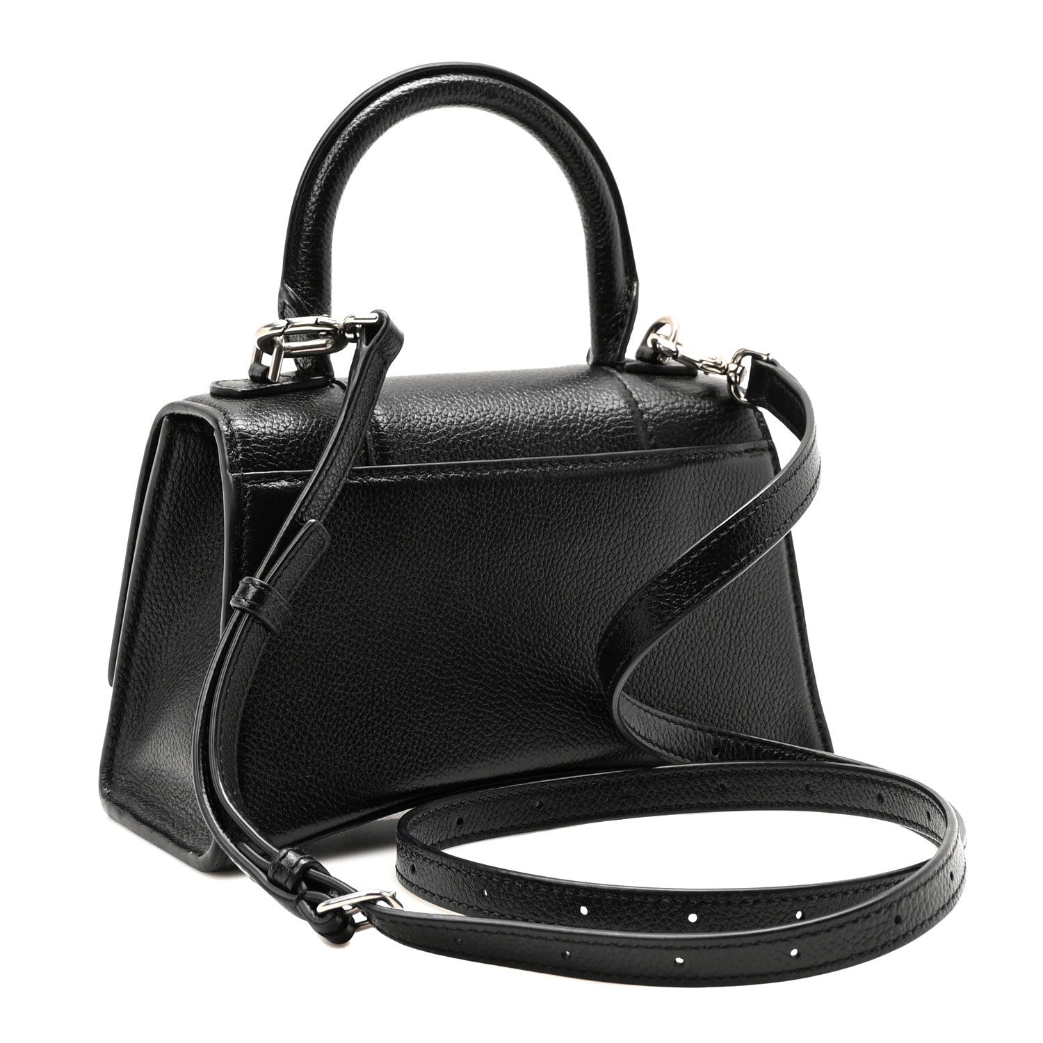 Balenciaga Grained Calfskin Hourglass Top Handle Bag XS Black 3 of 9