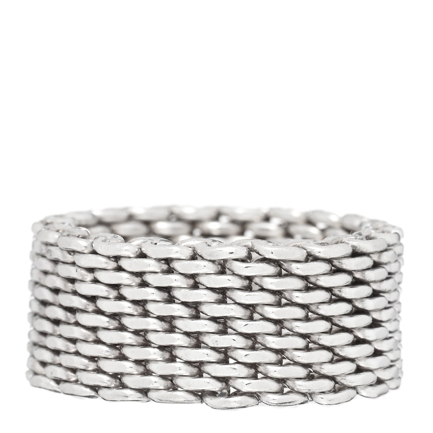 Tiffany Sterling Silver Somerset Mesh Ring 58 8.25 1 of 4
