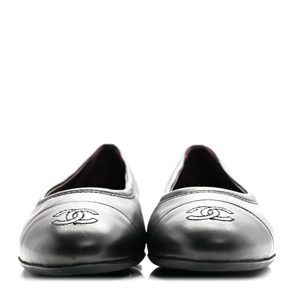 Chanel Lambskin Cap Toe CC Uniform Ballerina Flats 37.5 Black 6 of 20