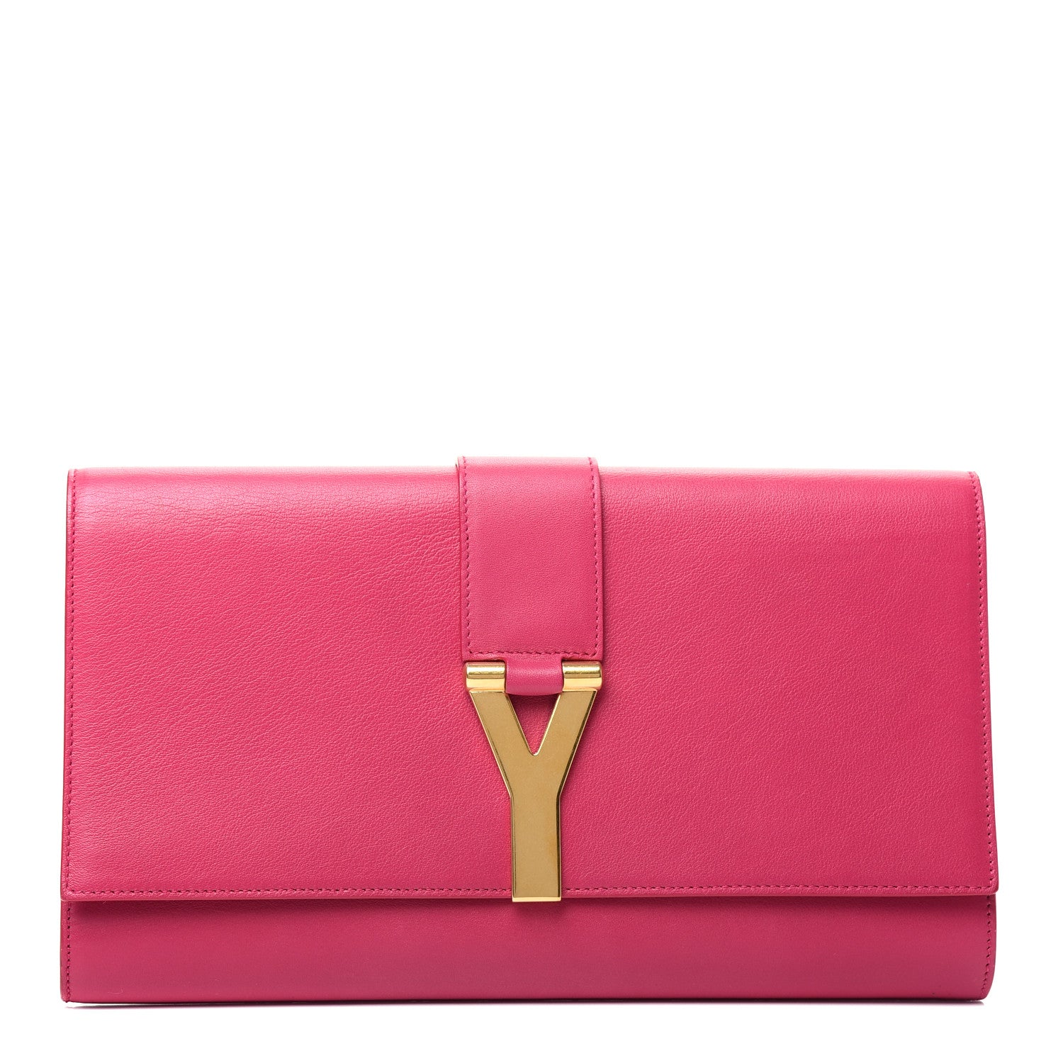 Saint Laurent Calfskin Classic Y Ligne Clutch Fuchsia 1 of 7