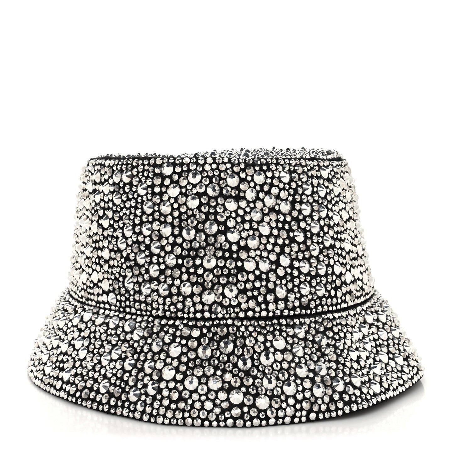 Satin Crystal Metal Triangle Logo Womens Bucket Hat M Metal