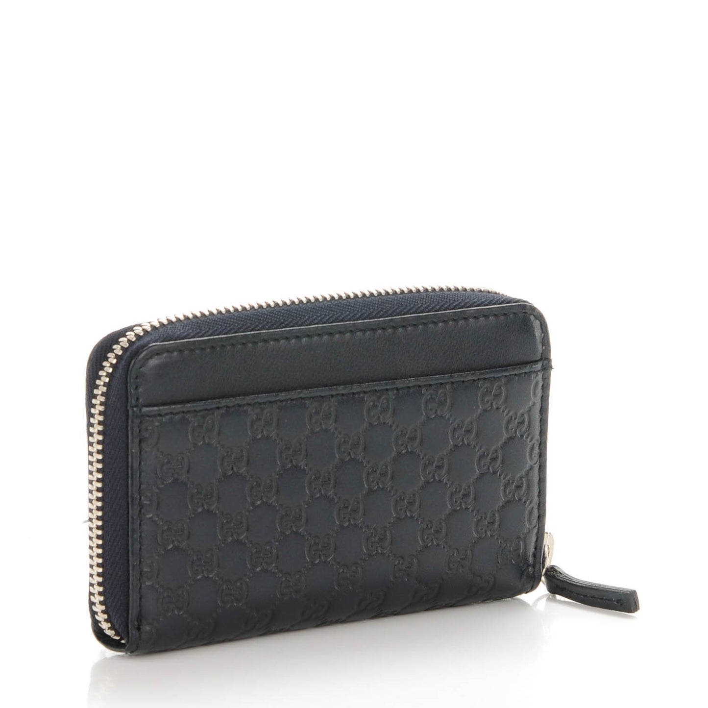 Microguccissima Zip Around Key Ring Coin Case Blue