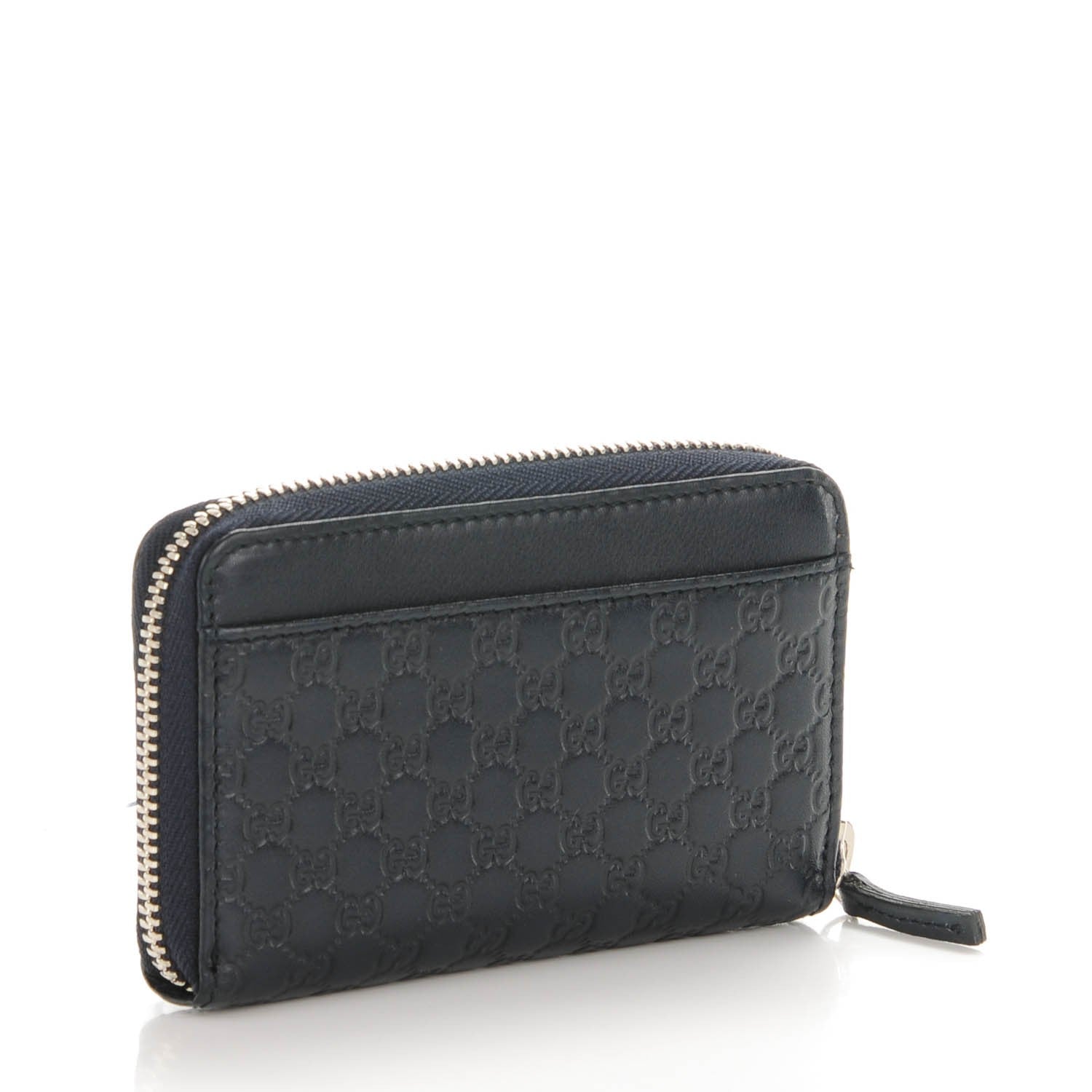 Gucci Microguccissima Zip Around Key Ring Coin Case Blue 3 of 7
