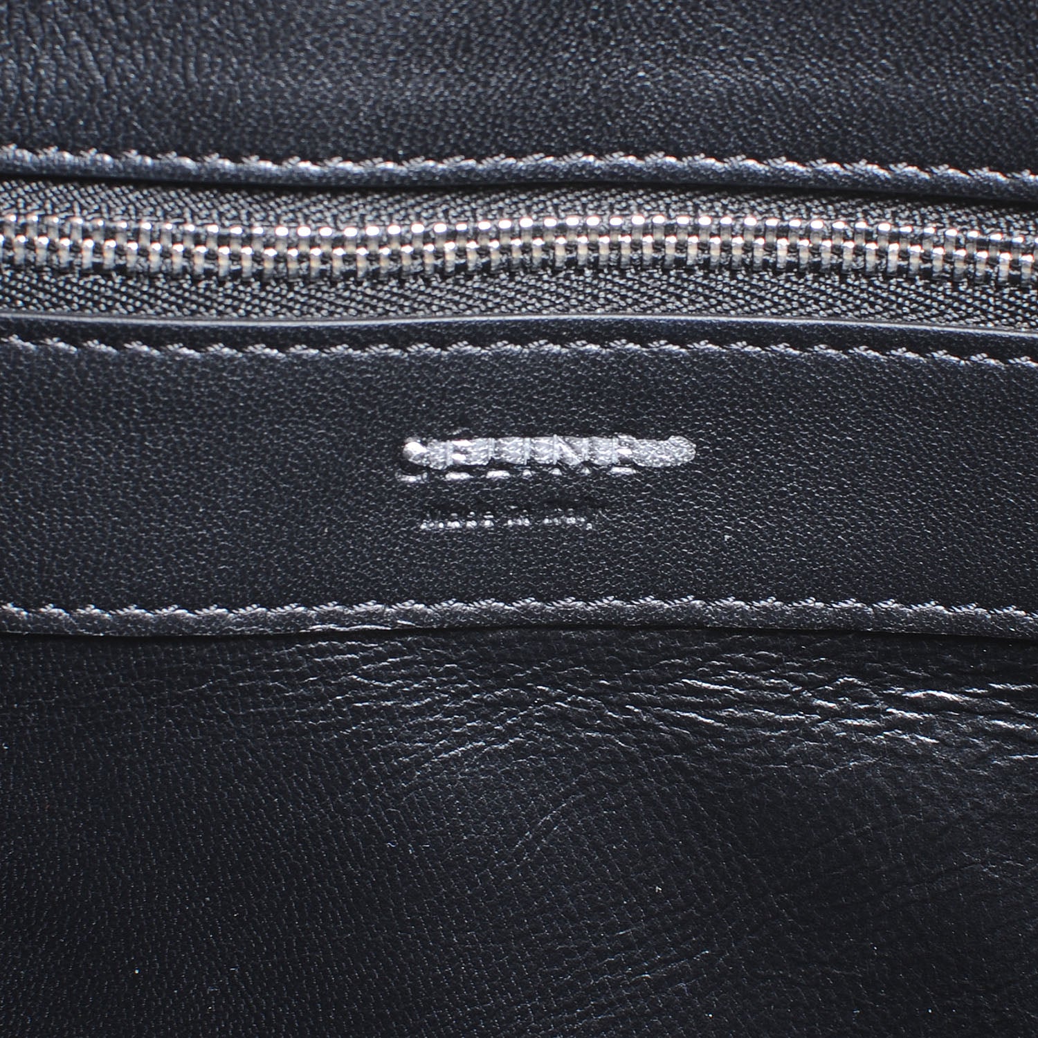 Celine Lambskin Vertical Zip Gusset Cabas Black White 8 of 9