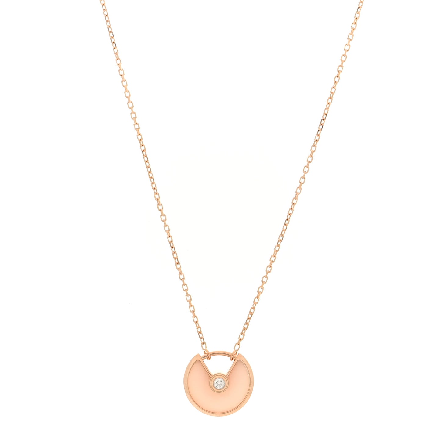 18K Pink Gold Diamond Pink Opal XS Amulette de Cartier Pendant Necklace