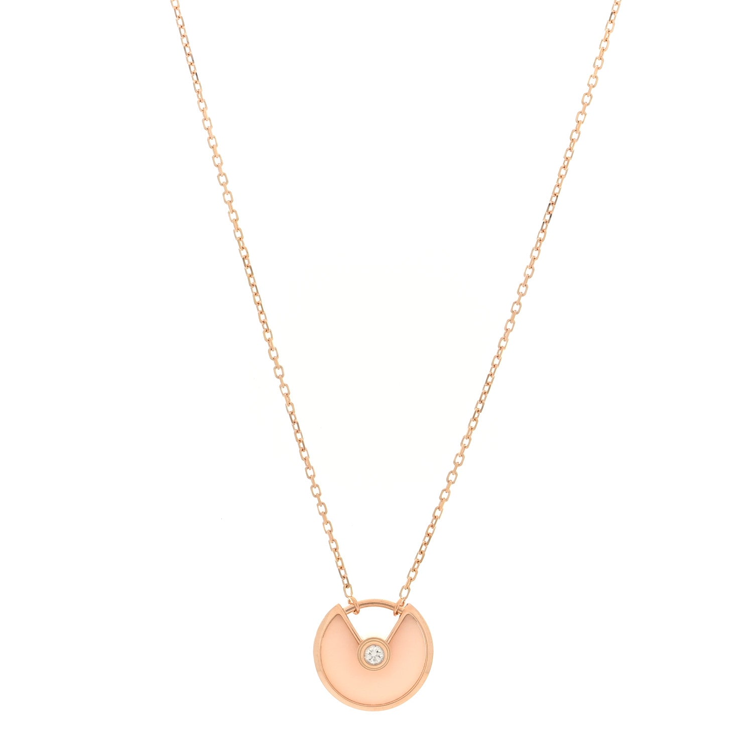 Cartier 18K Pink Gold Diamond Pink Opal XS Amulette de Cartier Pendant Necklace 1 of 4