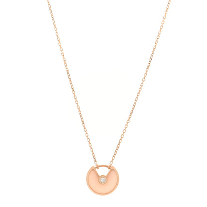Cartier 18K Pink Gold Diamond Pink Opal XS Amulette de Cartier Pendant Necklace 1 of 4